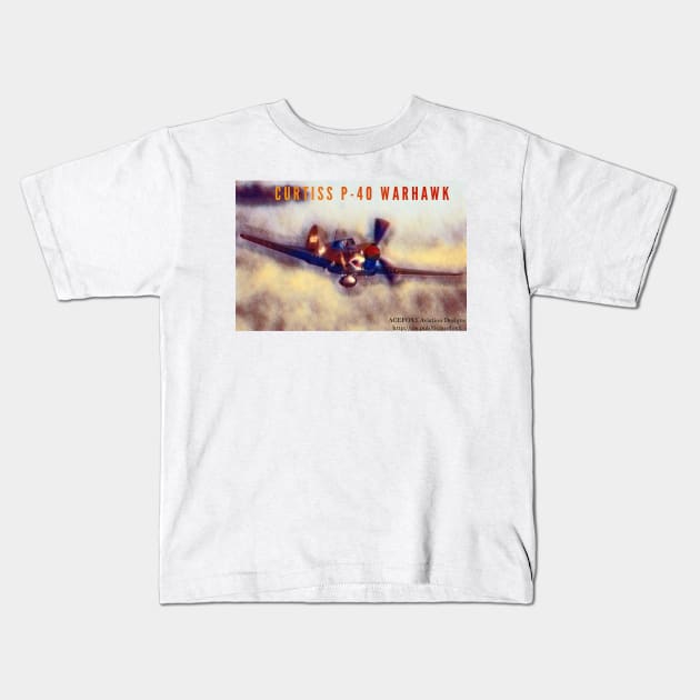 P-40 Warhawk Storming In Kids T-Shirt by acefox1